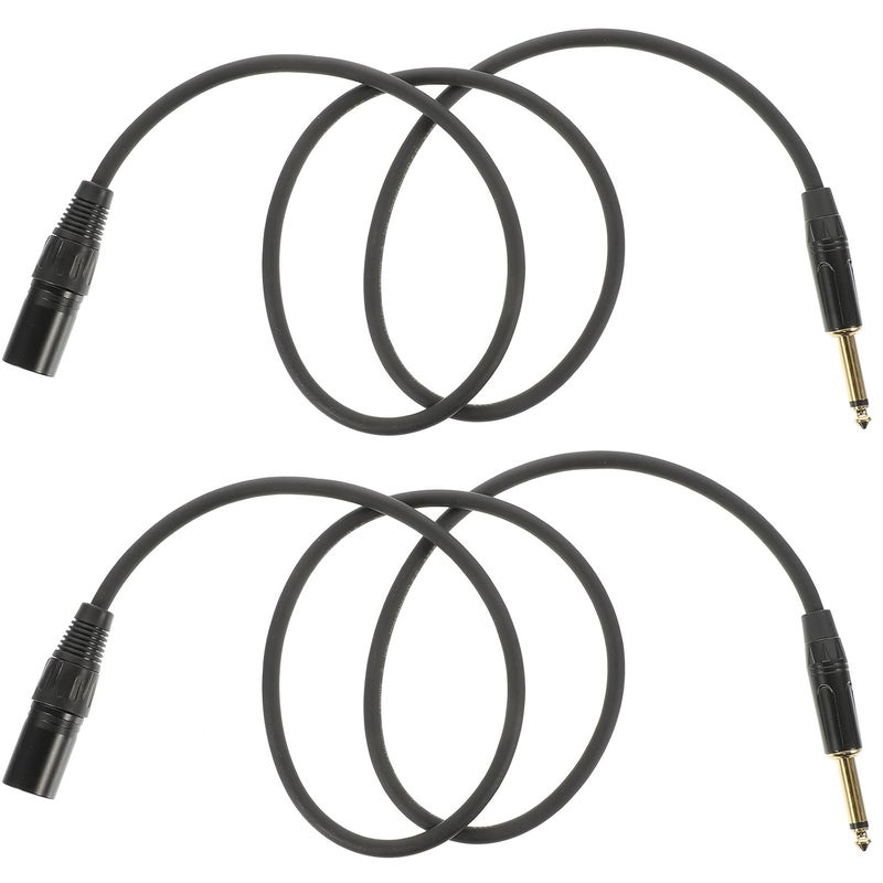 2Pcs 6.35mm TRS to XLR Male Microphone Cable 1M for Live Sound Stage Studio - Image 1